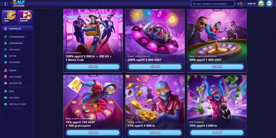 Bonuser og kampanjer hos AlfCasino