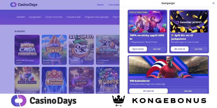 Bonuser og kampanjer hos Casino Days