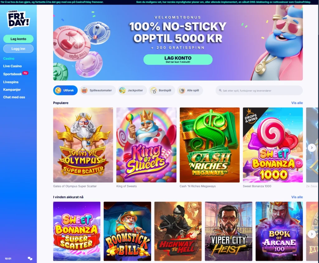 Forsiden til det nye domenet casinofriday2.com (casinofriday 2).