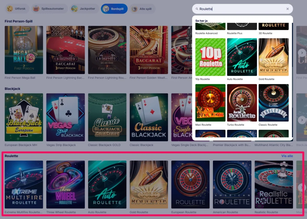 Roulette hos CasinoFriday 2