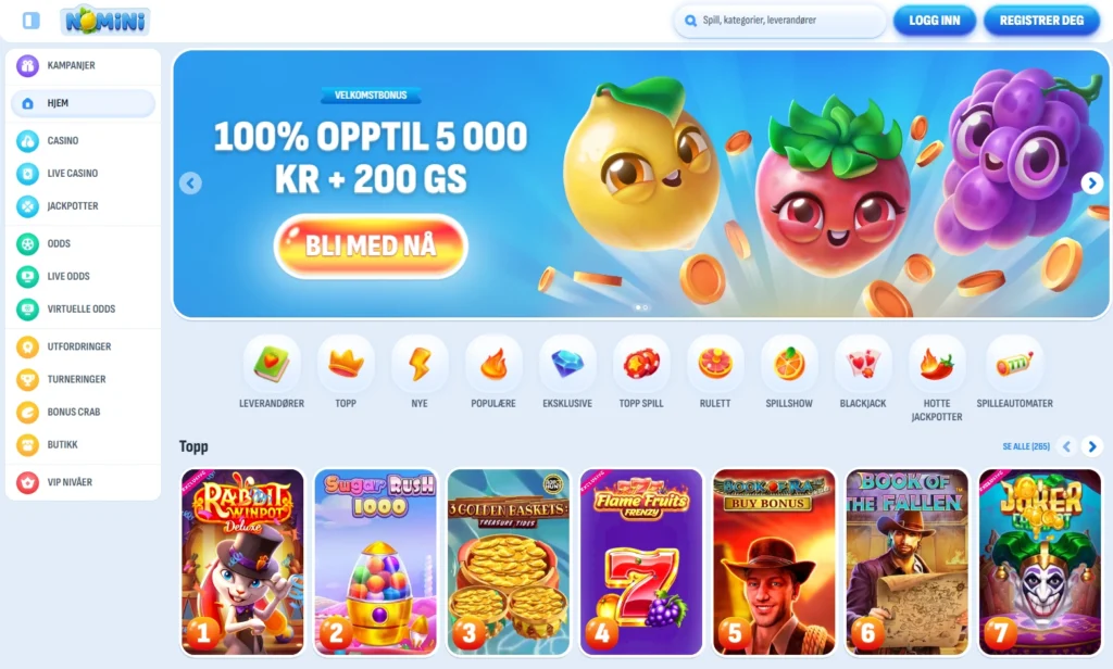 Topp anbefalte casinoer fra Stellar Ltd. NoMini