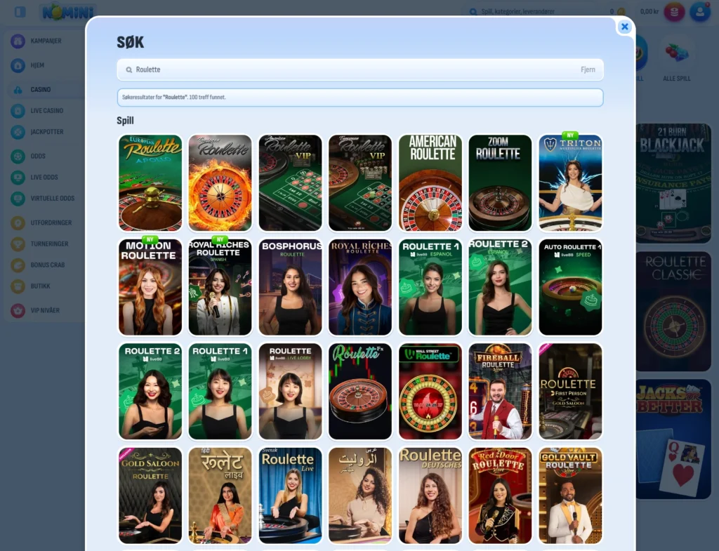 Roulette hos Nomini