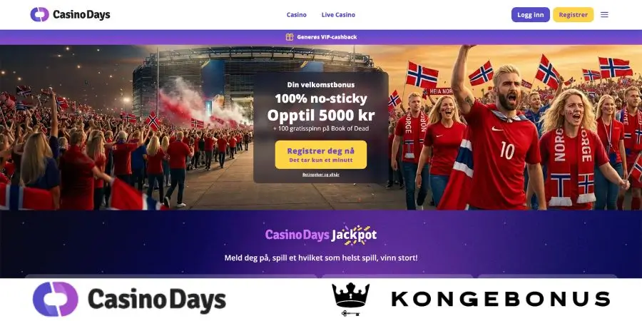 Norsk startside hos Casino Days