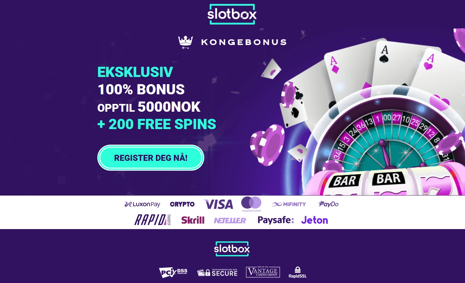 Slotbox sin eksklusive startside for Kongebonus