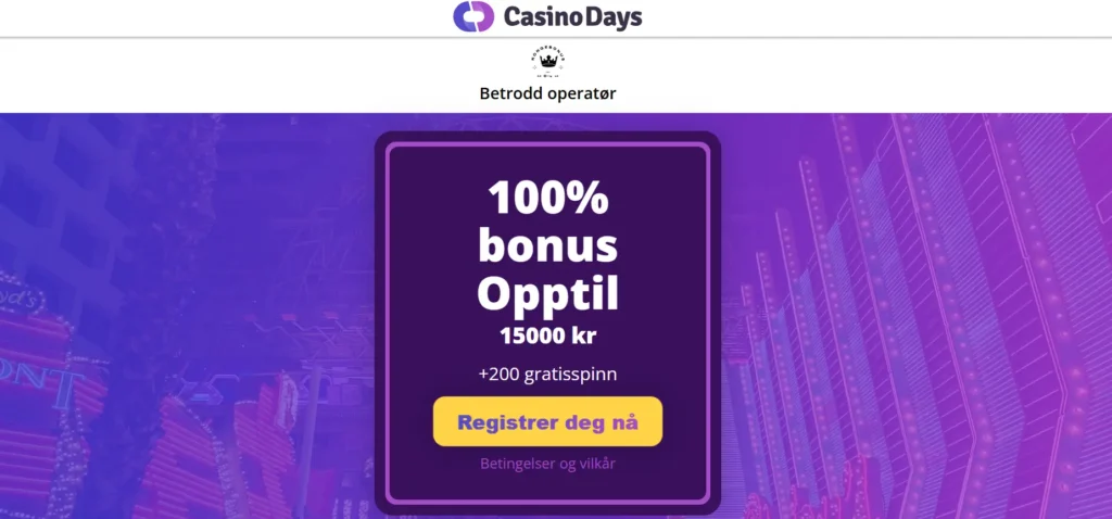 Casino Days casino eksklusiv kongebonus startside