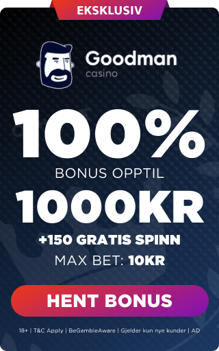 Goodman Casino Bonupanel - Eksklusiv Bonus opptil 1000 kr