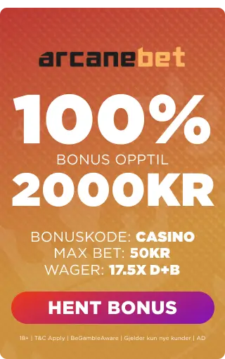 Arcanebet Bonus Panel - 100% Bonus Opptil 2000 KR