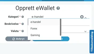 Opprett eWallet på MiFinity