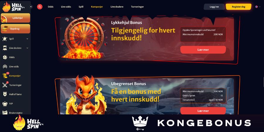 Bonuser og kampanjer hos HellSpin