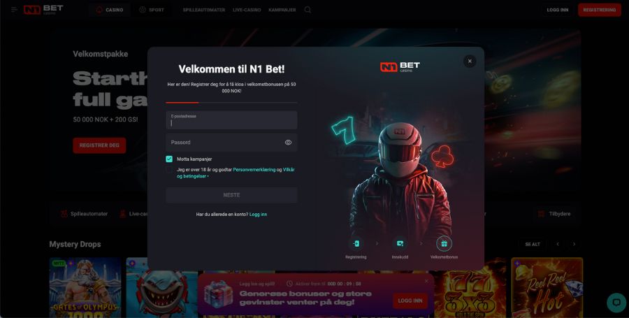 Registrering hos N1 Bet Casino