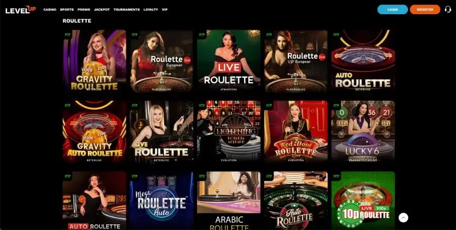Roulette utvalget hos LevelUp