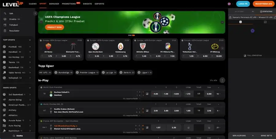 Sportsbetting hos LevelUp