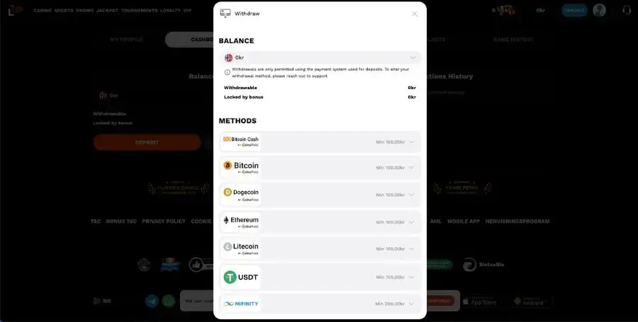 Uttak fra din LevelUp konto