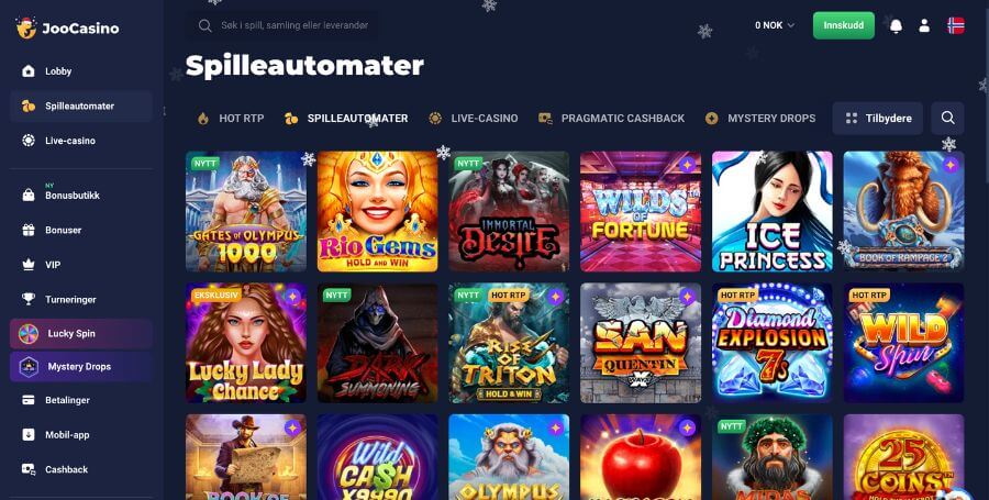 Spilleautomater du finner hos Joo Casino