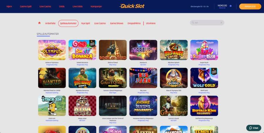 Spilleautomatene du kan spille hos QuickSlot