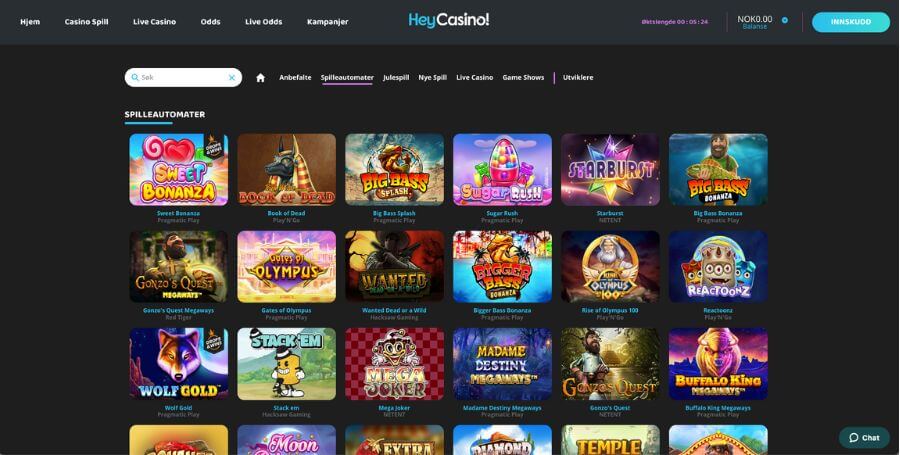 Utvalget av spilleautomater hos HeyCasino