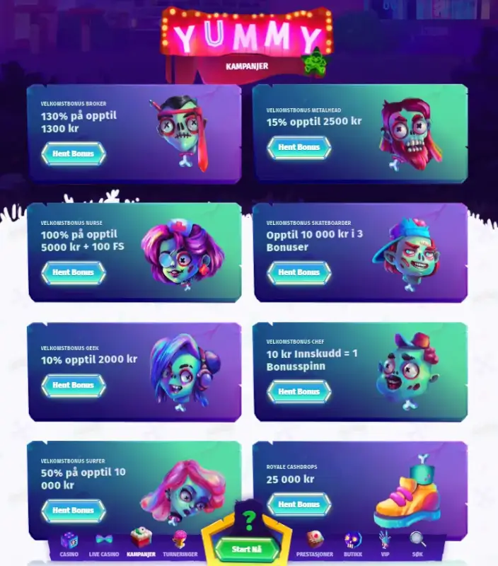 casombie casino bonus meny
