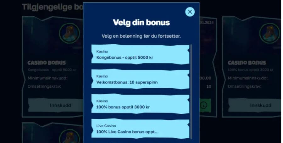 Eksklusiv Kongebonus velkomstbonus hos Arctic Casino