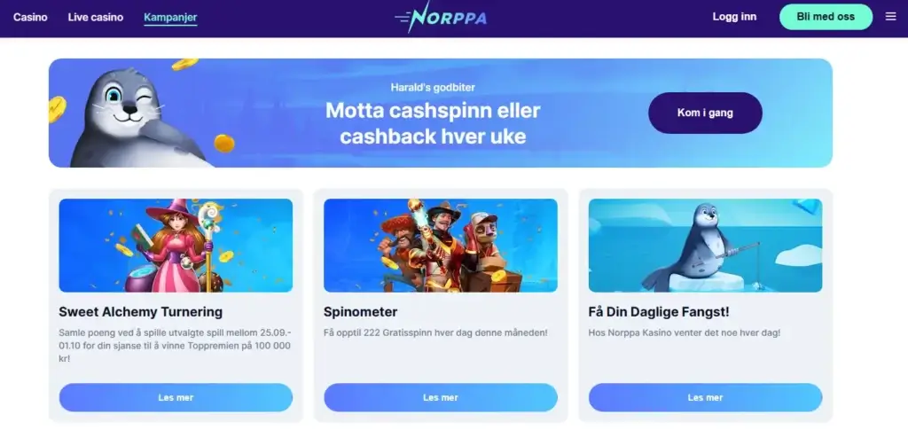 registreringsprosess norppa casino via kongebonus