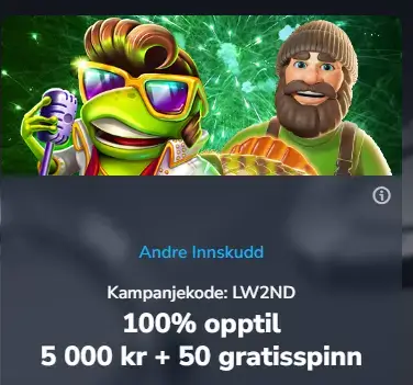 Luckywins velkomstbonus andre innskudd