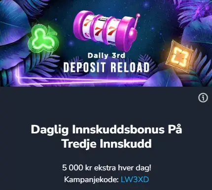 innskuddsbonus hverdag på tredje innskudd luckywins