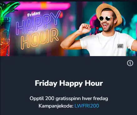 Luckywins fredag happy hour casinotilbud