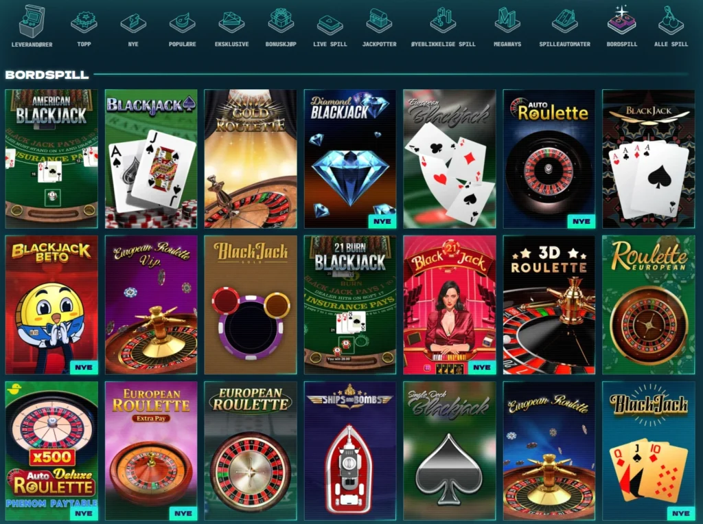 Bordspill hos PowerUp Casino