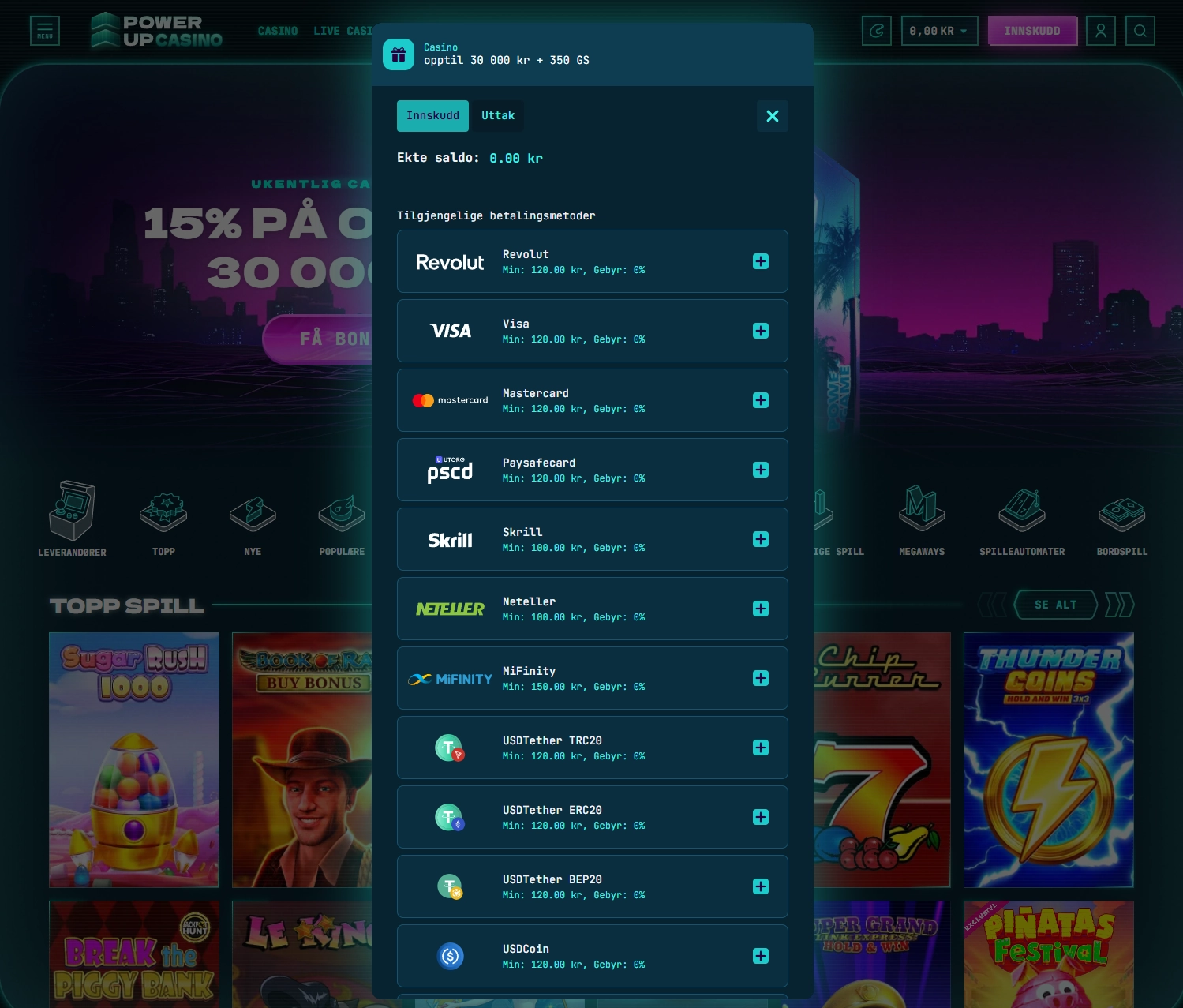 Gjennomfør innskuddet hos PowerUp