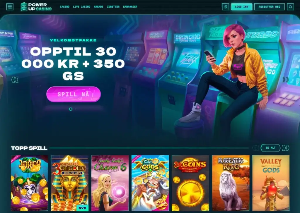 Gå til Power Up Casinos nettside