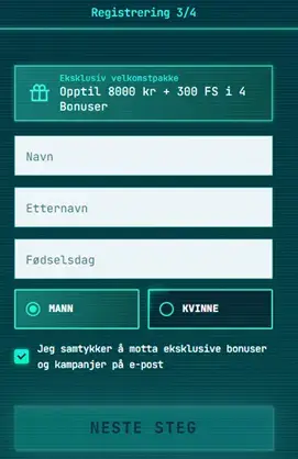 opprett en konto på powerup casino ved å legge inn dine personlige opplysninger