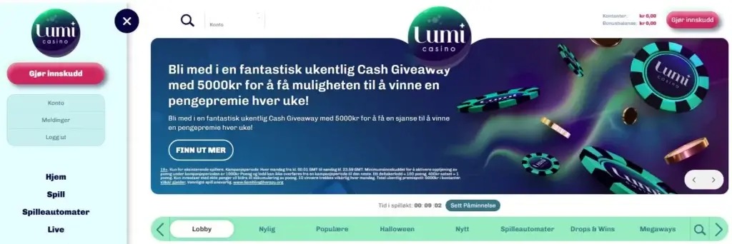 Uttak på Lumi casino