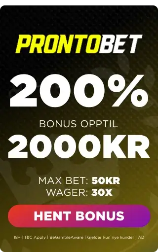 Prontobet 200% bonus opptil 2000 kr