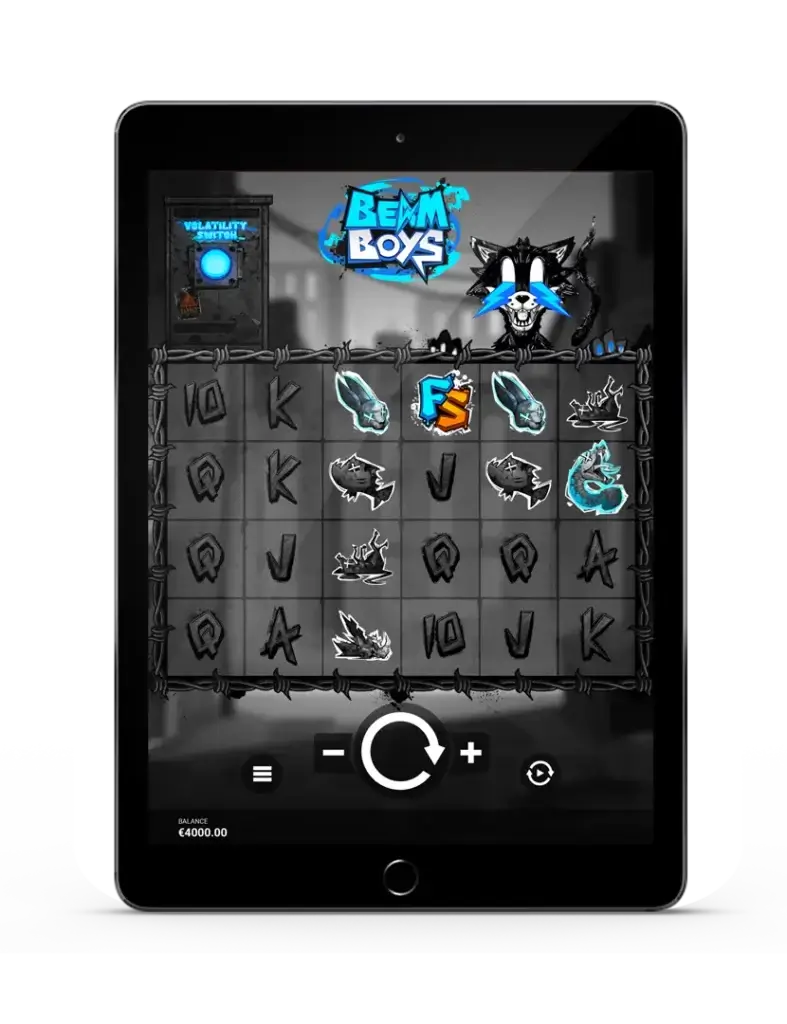 beam boys hacksaw gaming grunnspill vist på en Ipad eller nettbrett