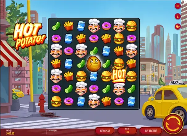 Symbolfall er grunnspillet i Hot Potato spilleautomat fra Thunderkick.