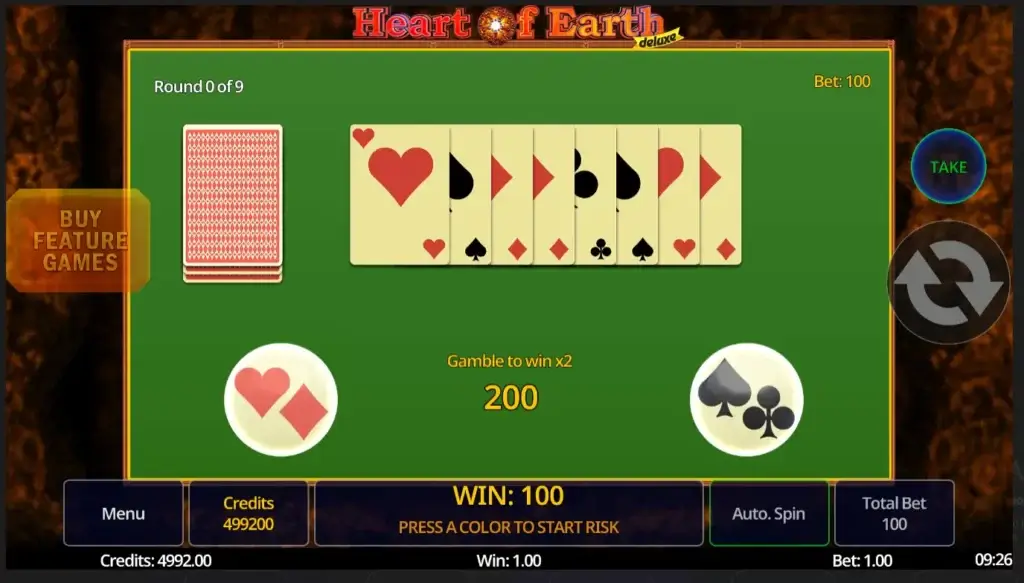 gamblefunksjon i heart of earth deluxe spilleautomat fra swintt