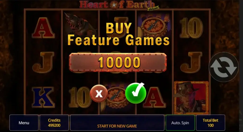 kjøp bonus funksjon på heart of earth deluxe spilleautomat. 