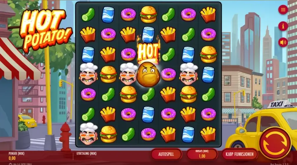 hot potato! grunnspill anmeldelse kongebonus