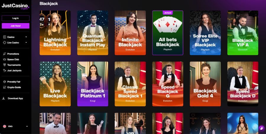 Blackjack hos JustCasino