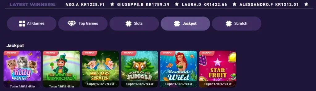 Jackpotspill hos PlayOro