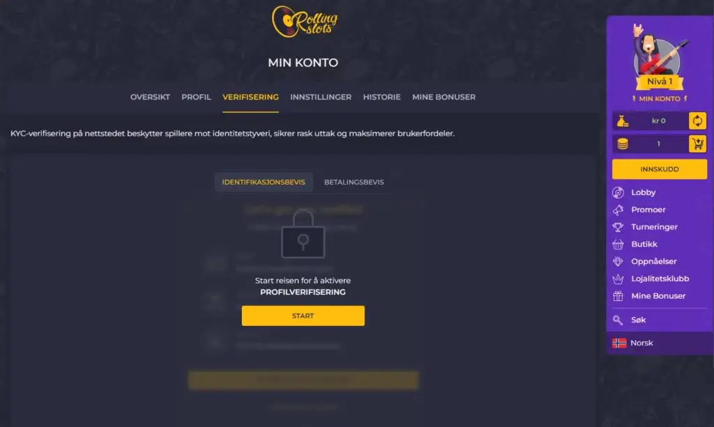 Verifiser din spillekonto med KYC