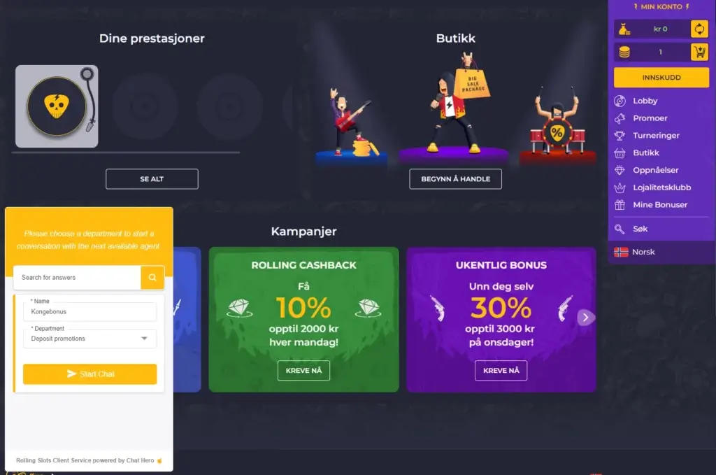 Kontakt kundesupport for å aktivere bonus.