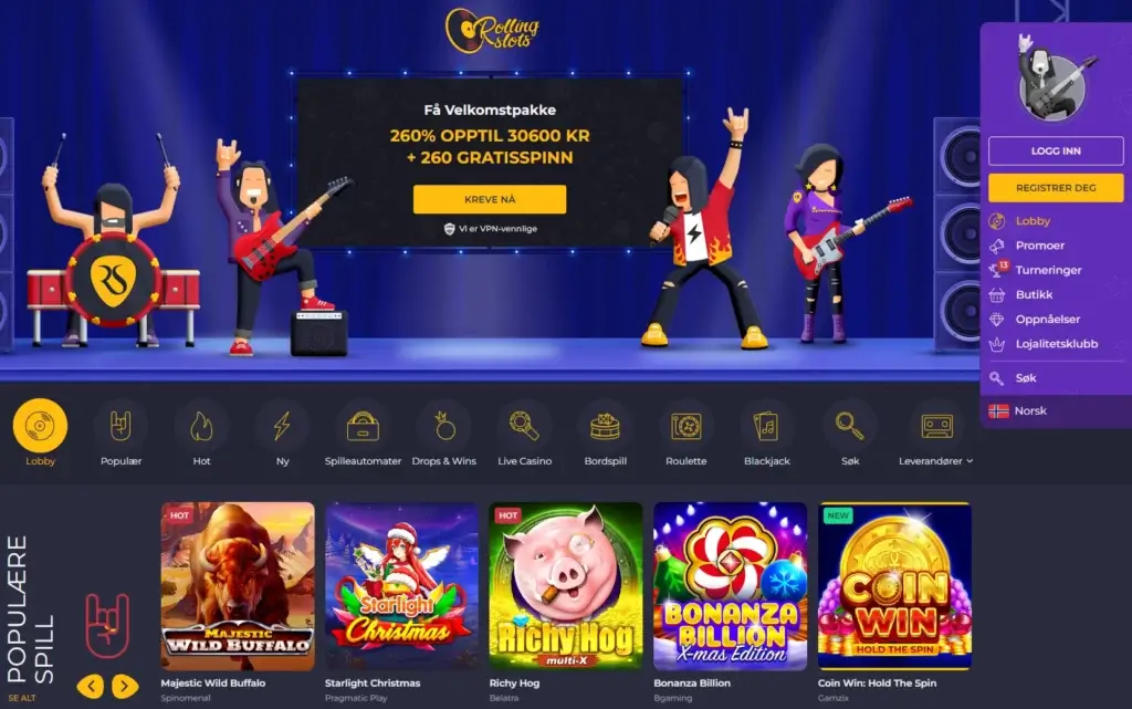 RollingSlots Casino forside