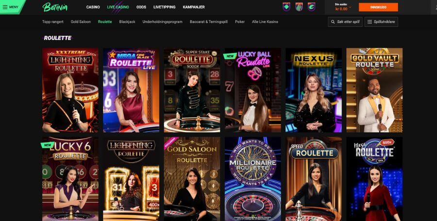 Roulette hos Betinia