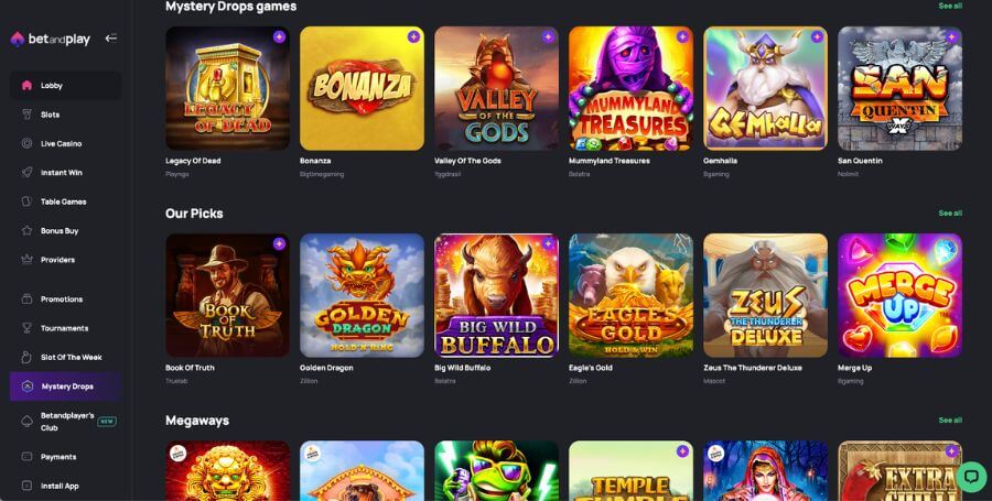 Spillutvalget i casinoet til BetandPlay