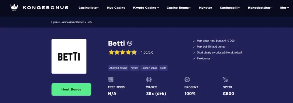 Kongebonus - Betti casino