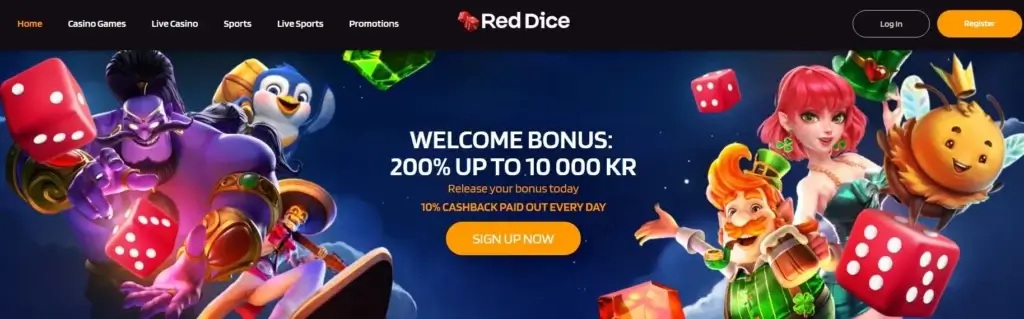 Red Dice casino hjemmeside