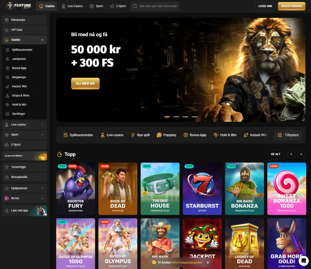 Åpne Fortune Play fra «Hent bonus»-knappen