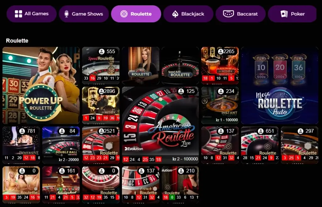 Live Roulette hos GratoWin