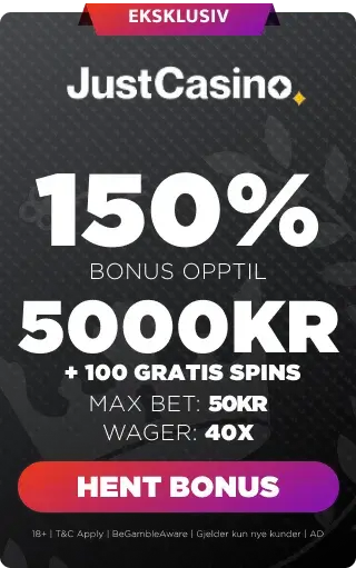 just casino bonuspanel eksklusiv 150%