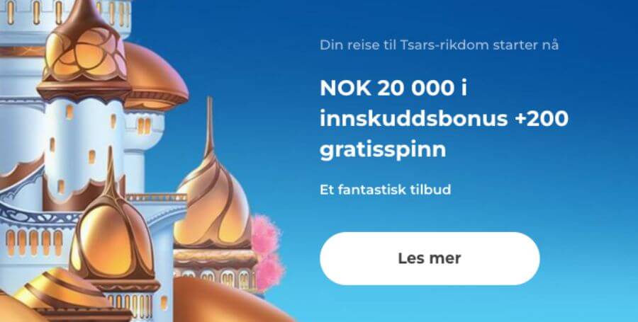 Tsars | 200% bonus opptil 3000 kr kun hos Kongebonus
